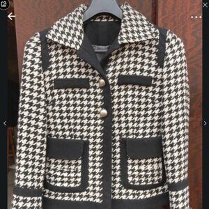 Vintage Houndstooth Blazer – Black & White – Size FR 34/36 (US 2/4 – XS/S)